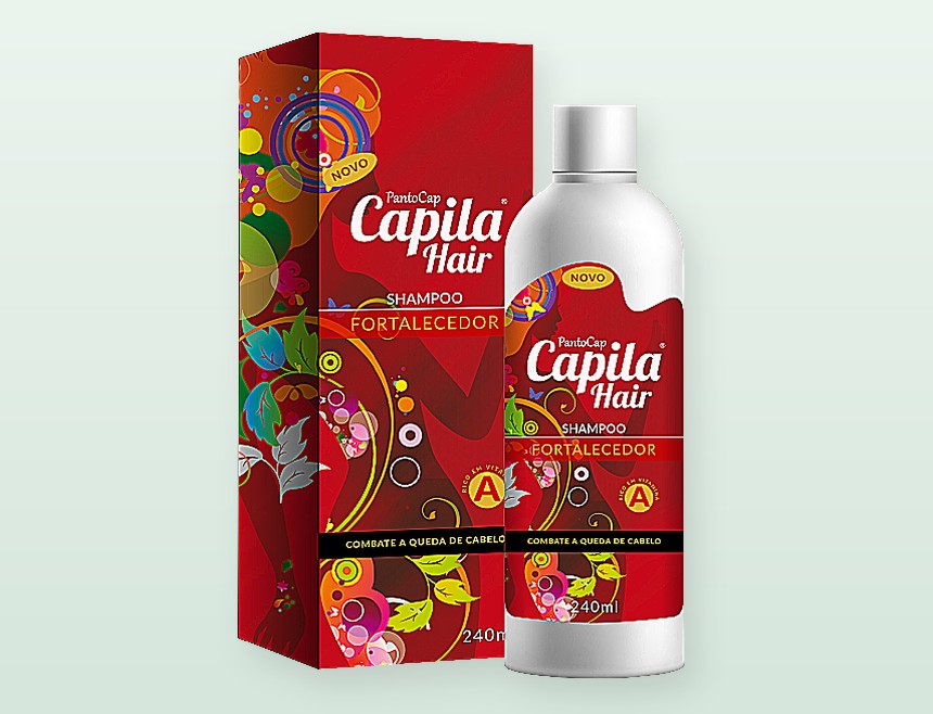 Capila Hair, shampoo da Winlife: caixa e frasco de 240 ml